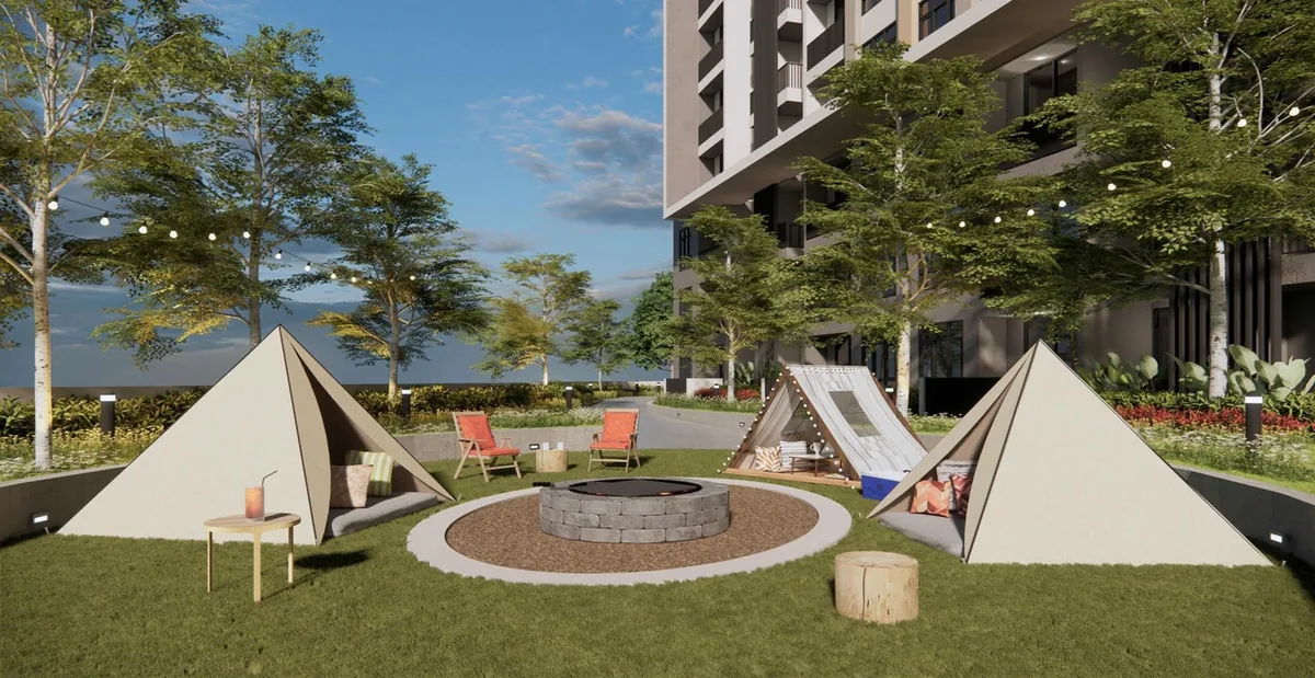 MONterra garden lounge and glamping area artist impression